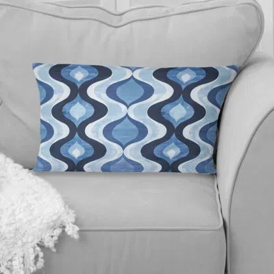 Design Art Blue White Ogee Patten Ix - Modern Lumbar Pillow In Blue;white