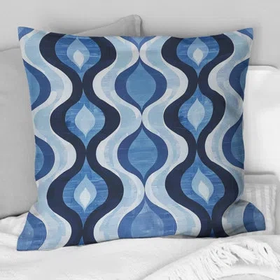 Design Art Blue White Ogee Patten Ix - Modern Throw Pillow In Blue;white