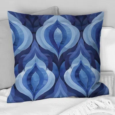 Design Art Blue White Ogee Patten V - Modern Throw Pillow In Blue;white