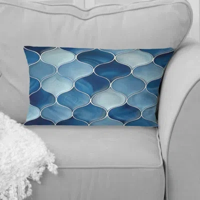 Design Art Blue White Ogee Patten Vi - Modern Lumbar Pillow In Blue;white