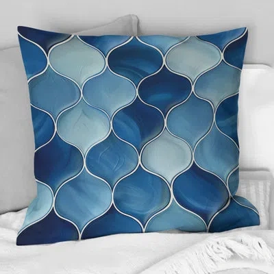 Design Art Blue White Ogee Patten Vi - Modern Throw Pillow In Blue;white