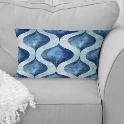Design Art Blue White Ogee Patten Vii - Modern Lumbar Pillow In Blue;white