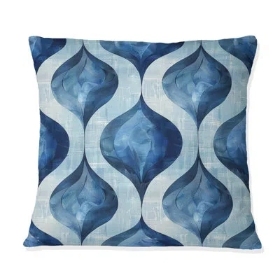 Design Art Blue White Ogee Patten Vii - Modern Throw Pillow In Blue;white