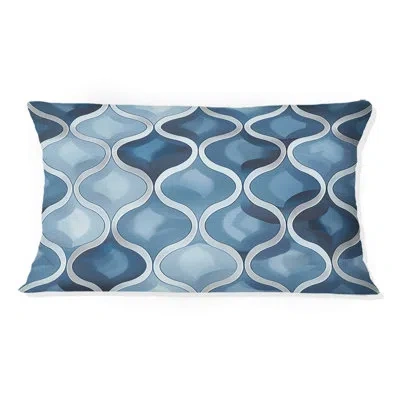 Design Art Blue White Ogee Patten Viii - Modern Lumbar Pillow In Blue;white