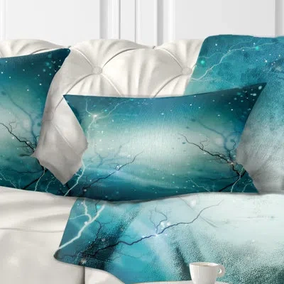 Design Art Blue Winter Fantasy Forest - Landscape Printed Pillow