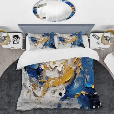 Design Art Blue Yellow Cubist Kaleidoscope Beddingmicrofiber / Polyester Duvet Cover Set In Blue;yellow