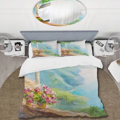 Design Art Blue/green/white/brown Microfiber Duvet Cover Set In Blue,green,white,brown