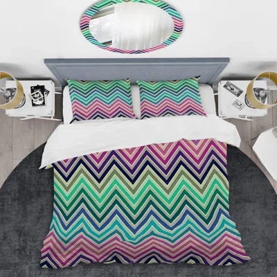 Design Art Blue/purple Microfiber 2 Piece Duvet Cover Set In Blue,purple