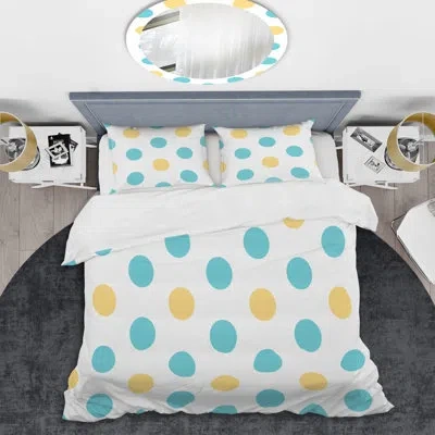 Design Art Blue/yellow Microfiber 2 Piece Duvet Cover Set In Blue,yellow