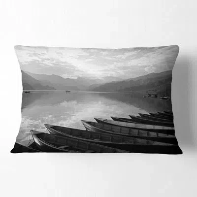 Design Art Boats Lined Up On Pokhara Lake Rectangular Pillow Cover & Insert