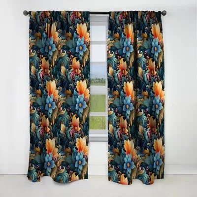 Design Art Bohemian Rhapsody Paisley Pattern Ix - Floral Curtain - Blackout Floral Curtain - 1 Panels In Multi-color