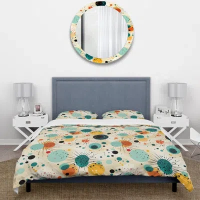 Design Art Bohemian Vibes Polka Dots Pattern Ii - Polka Dots Duvet Cover Set - Microfiber Polyester In Multicolor