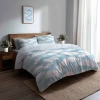 Design Art Boho Bedding Set 4 Pcs - White Cloud Chevron Bed Comforter Set In Blue;white