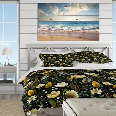 Design Art Boho Botanical Garden Duvet Cover Set In Green;yellow