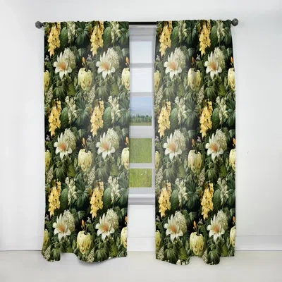 Design Art Boho Botanical Oasis Palm Ii - Tropical Velvet Curtain - Room Darkening - 1 Panel In Green