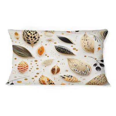 Design Art Boho Chic Botanical Stone - Floral Polyester Pillow In Gray;beige