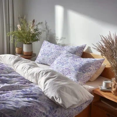 Design Art Boho Comforter Set Of 6 - Paisley Soft Purple Mandala Comforter Bedding Set In Blue;purple