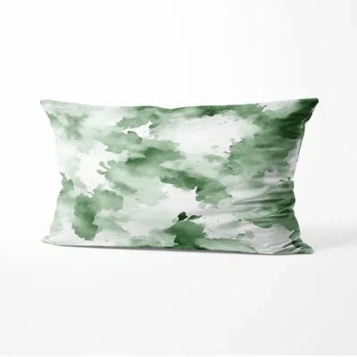 Design Art Boho Decorative Throw Pillow - Abstract Green Mist Printed Cushion