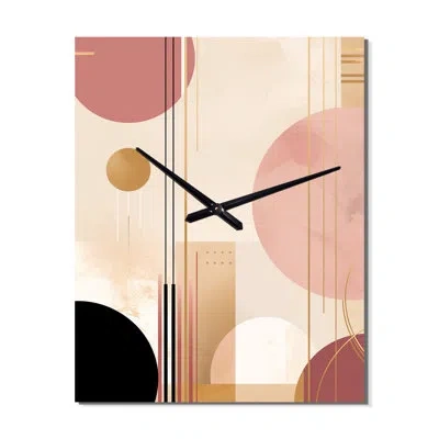 Design Art Boho Dreams Abstract Geometric In Vintage Pink - Abstract Landscape Vintage Wall Clock