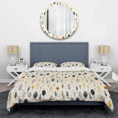 Design Art Boho Minimalism Beige Ferns Pattern Ii Bedding In Gray;beige