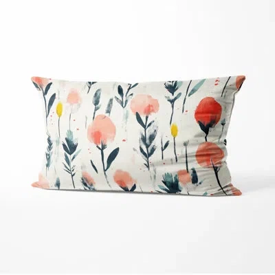 Design Art Boho Throw Pillow - Red Meadow Ikat Printed Cushion In Green;red