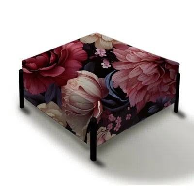 Design Art Boho Victorian Romance Victorian Pattern - Floral Large Square Ottoman In Pink