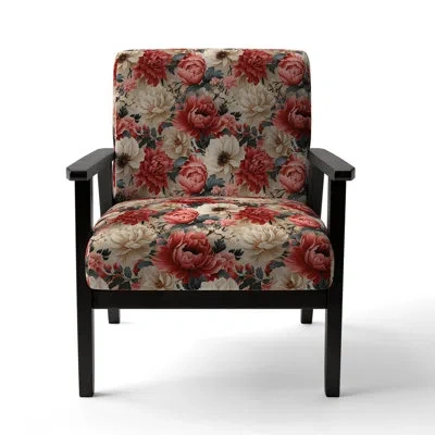 Design Art Boho Victorian Romance Victorian Pattern - Upholstered Cottage Arm Chair In White;pink
