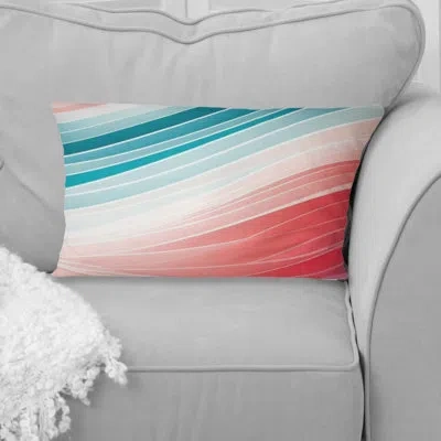 Design Art Bold Graphic Sunset In Teal And Pink - Abstract Geometric Printed Throw Pillow In Green;pink