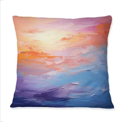 Design Art Bold Pastel Sunset Ii - Sunset Printed Throw Pillow In Multi-color