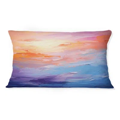 Design Art Bold Pastel Sunset Ii - Sunset Printed Throw Pillow In Multi-color