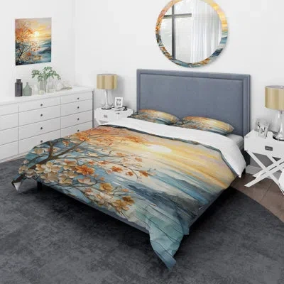 Design Art Bold Sunrise Eternal Renewal I - Sunrise Sunset Duvet Cover Set In Yellow