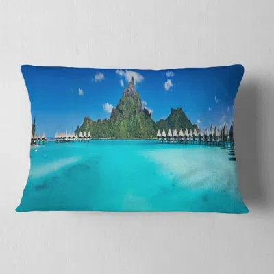 Design Art Bora Bora Panorama Beach - Sea & Shore Printed Throw Pillow