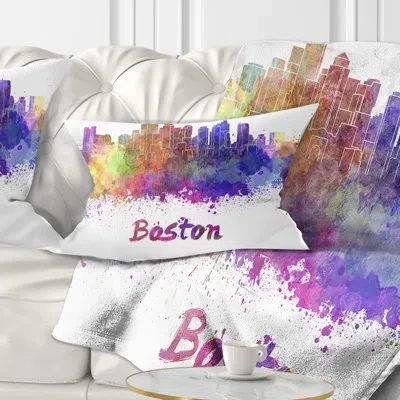 Design Art Boston Skyline - Cityscape Printed Throw Pillow