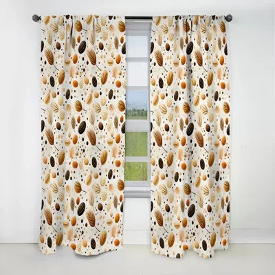 Design Art Botanical Cream And Coffee Pattern - Floral Curtain - Blackout Floral Curtain - 1 Panels In Brown