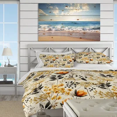 Design Art Botanical Flowers Rustic Charm Black/yellow Microfiber Duvet Cover Set In Black;yellow
