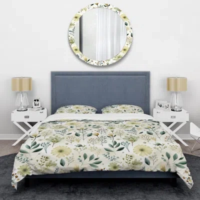 Design Art Botanical Harmony I - Plants Duvet Cover Set - Microfiber Polyester In Green;beige