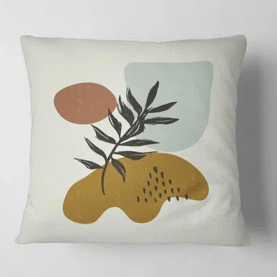 Design Art Botanical Minimalist Leaf With Shapes Ii Square Pillow Cover And Insert In Green