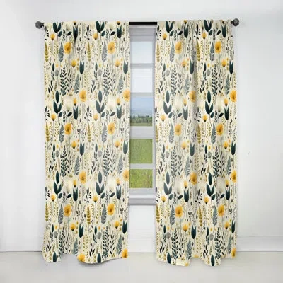 Design Art Botanical Neutrals Boho Pattern V - Boho Curtain - Velvet Room Darkening - 1 Panel In White;green