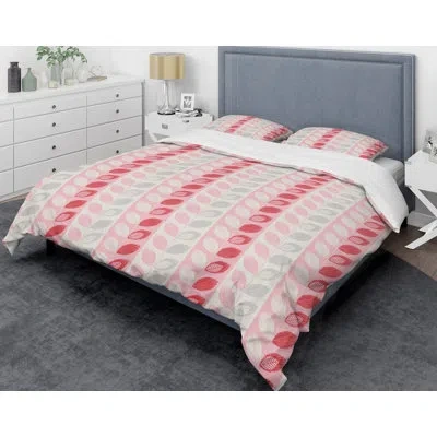 Design Art Botanical Retro I Mid-century Duvet Cover Set In Pink