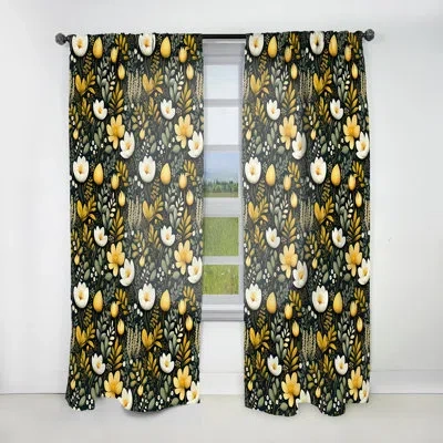Design Art Botanical Wanderlust Green And Yellow - Bohemian Curtain - Velvet Room Darkening - 1 Panel