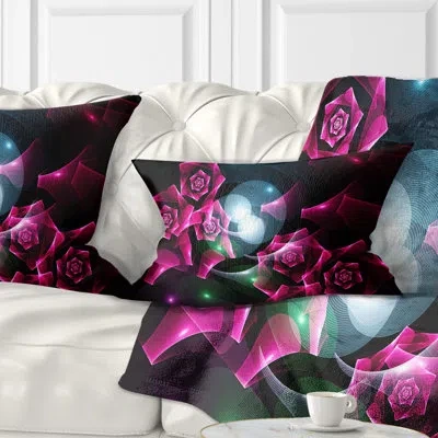 Design Art Bouquet Of Beautiful Roses - Abstract Printed Throw Pillow In Pink
