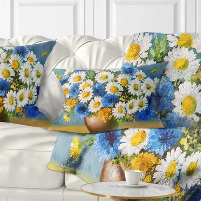 Design Art Bouquet Of Spring Flowers - Floral Printed Throw Pillow