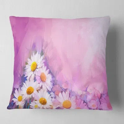 Design Art Bouquet Of White Gerbera And Daisy - Floral Printed Pillow