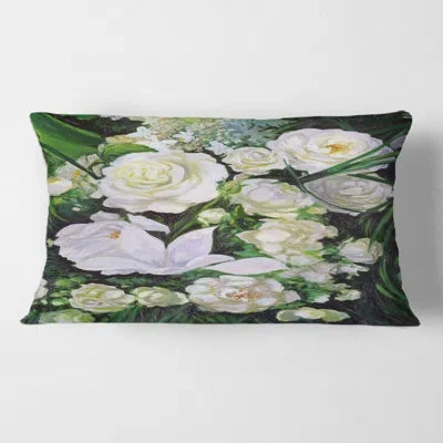 Design Art Bouquet Of White Roses - Traditional Printed Pillow