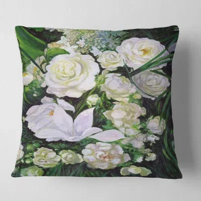 Design Art Bouquet Of White Roses - Traditional Printed Pillow