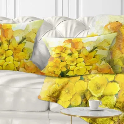 Design Art Bouquet Of Yellow Narcissus Flowers - Floral Printed Throw Pillow