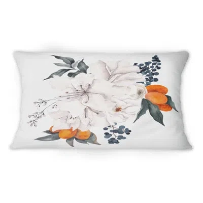 Design Art Bouquet With Citrus Lemon And Tangerine Ii - Traditional Printed Throw Pillow 1