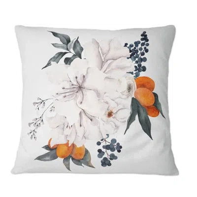 Design Art Bouquet With Citrus Lemon And Tangerine Ii - Traditional Printed Throw Pillow