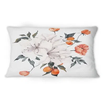 Design Art Bouquet With Citrus Lemon And Tangerine Iii - Traditional Printed Throw Pillow 1