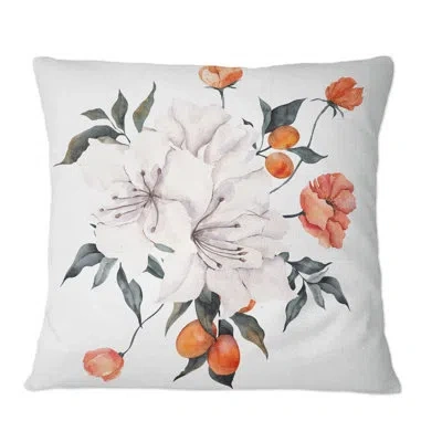 Design Art Bouquet With Citrus Lemon And Tangerine Iii - Traditional Printed Throw Pillow